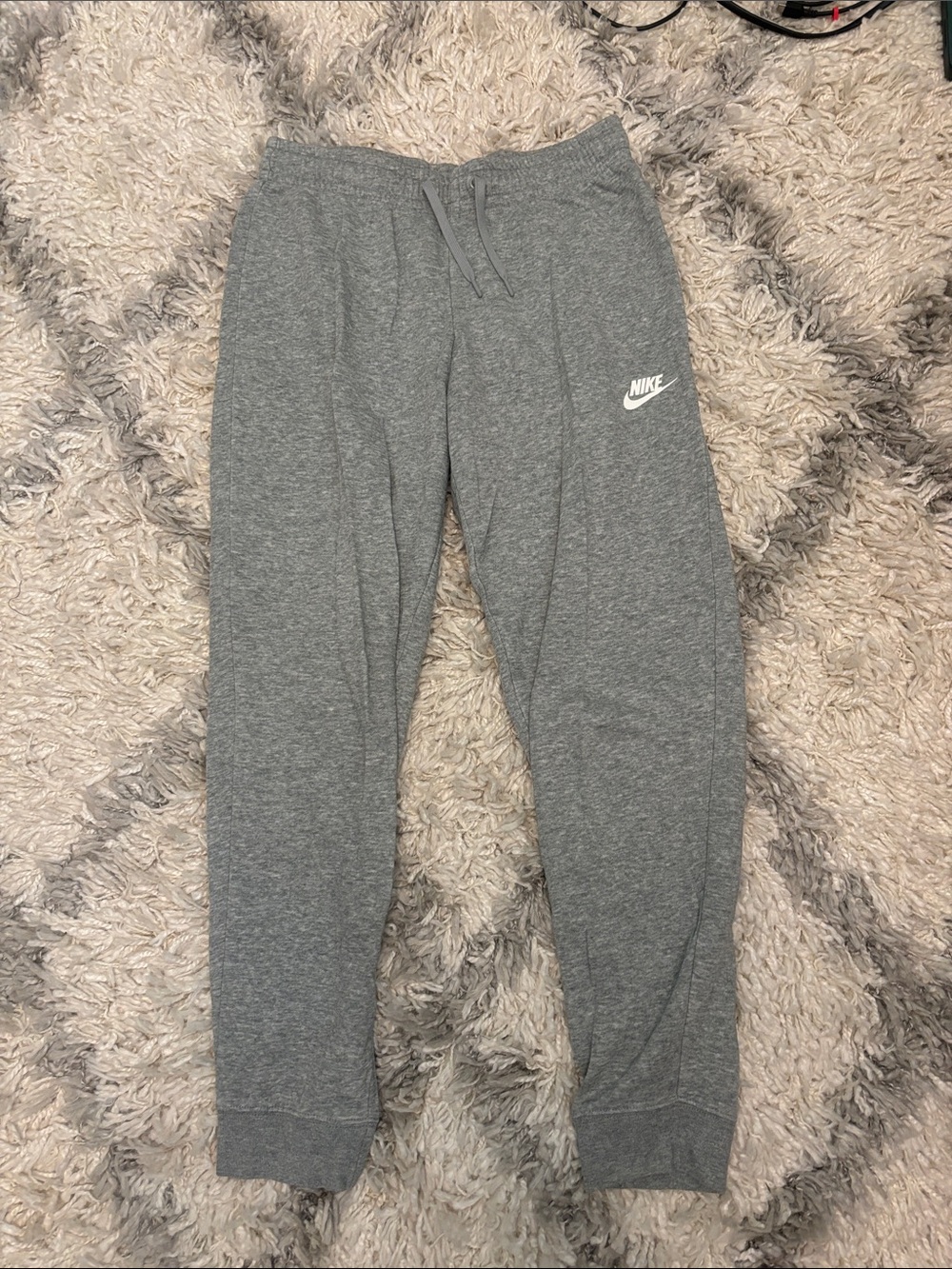 Nike Gray Women’s Fleece Joggers with White Swoosh